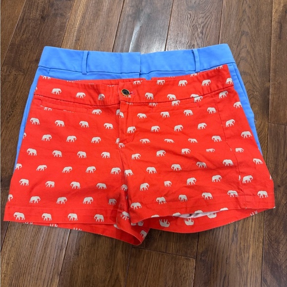 LOFT Pants - Set of 2 shorts Orange elephant Print & blue Women's Shorts